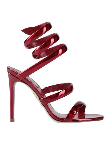 René Caovilla Rene' Caovilla Woman Sandals Burgundy Size 7.5 Calfskin In Red
