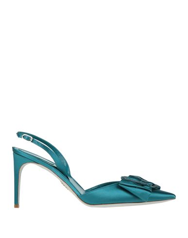 René Caovilla Sara Teal And Rhinestone Slingback 80 In Blue