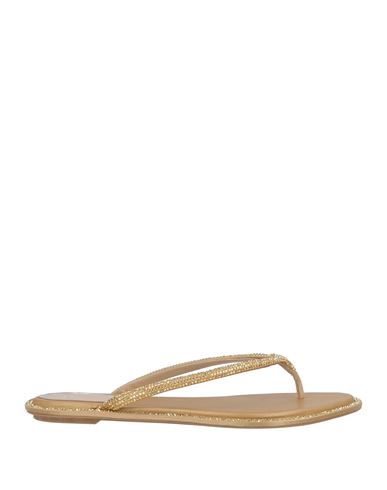René Caovilla Rene' Caovilla Woman Thong Sandal Gold Size 8 Textile Fibers In Gold