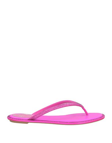 René Caovilla Rene' Caovilla Woman Thong Sandal Fuchsia Size 7 Textile Fibers In Pink