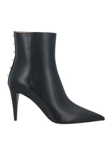 Valentino Garavani Woman Ankle Boots Black Size 8 Leather In Black
