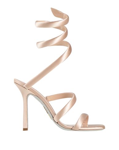 René Caovilla Snake-wrap Satin Stiletto Sandals In White