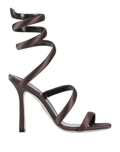 René Caovilla Satin Cleo Heeled Sandals 105 In Brown