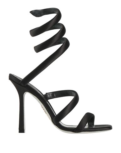 René Caovilla Snake-wrap Satin Stiletto Sandals In Black