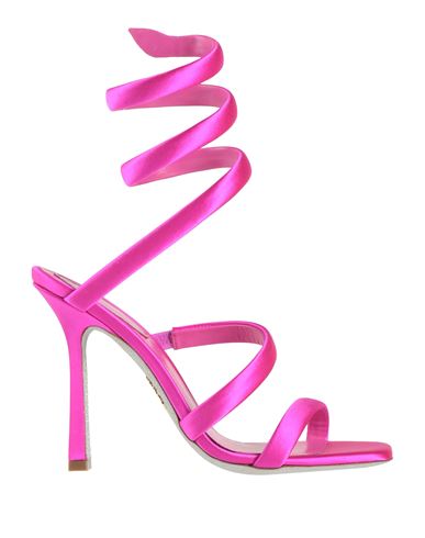 René Caovilla Rene' Caovilla Woman Sandals Fuchsia Size 8 Textile Fibers In Pink