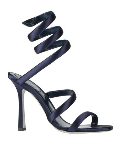 René Caovilla Rene' Caovilla Woman Sandals Midnight Blue Size 8 Textile Fibers In Blue