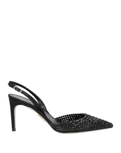 René Caovilla Crystal-embellished Pointed-toe Sandals In Black