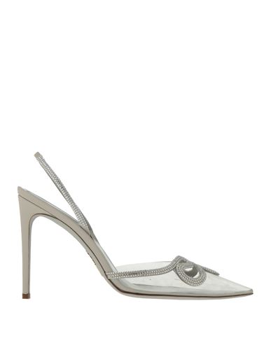 René Caovilla Rene' Caovilla Woman Pumps Light Grey Size 9 Pvc - Polyvinyl Chloride, Textile Fibers In Grey