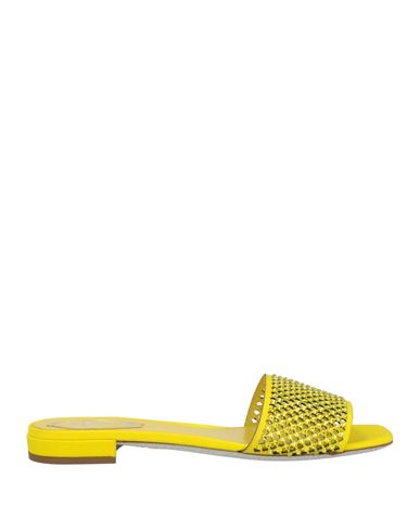 René Caovilla Embellished Suede Slides In Yellow