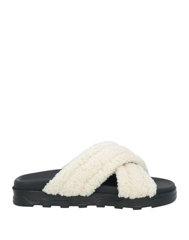 Fabiana Filippi Faux-shearling Leather Slides In Off White