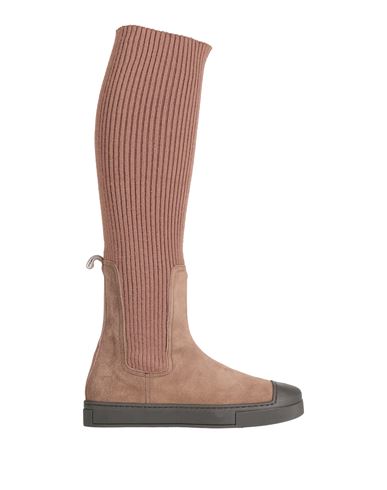 Fabiana Filippi Woman Boot Light Brown Size 7 Wool, Acrylic, Polyamide, Elastane In Beige