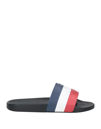 Moncler Basile Logo-embossed Striped Rubber Slides In Navy Blue