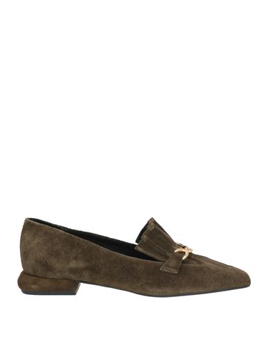 Epoche' Xi Woman Loafers Military Green Size 7 Leather In Green