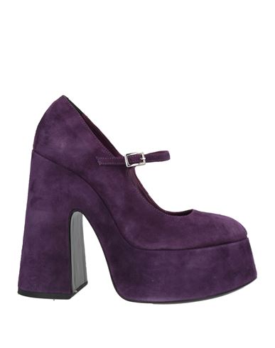 Vic Matie Vic Matiē Woman Pumps Dark Purple Size 7 Leather In Purple