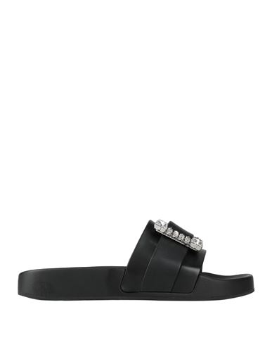 Sergio Rossi Sr Jelly Crystal-embellished Slides In Black