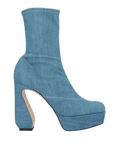 Si Rossi By Sergio Rossi Woman Ankle Boots Light Blue Size 11 Textile Fibers In Blue