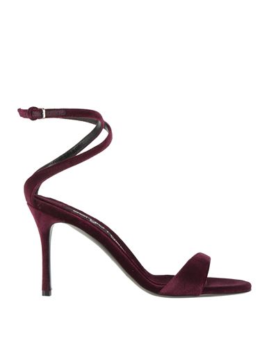 Sergio Rossi Woman Sandals Plum Size 7.5 Textile Fibers In Purple