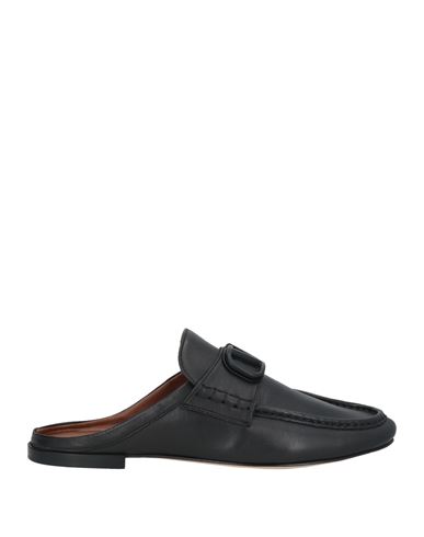 Valentino Vlogo Leather Slippers In Black