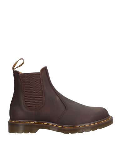 Dr. Martens 2976 Yellow Stitch Crazy Horse Leather Chelsea Boots In Burgundy
