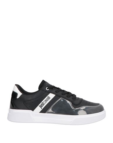 Just Cavalli Logo-print Panelled Leather Sneakers In Black