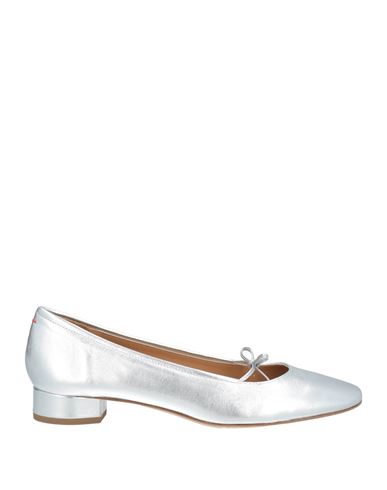 Aeyde Woman Ballet Flats Silver Size 12 Leather In Silver