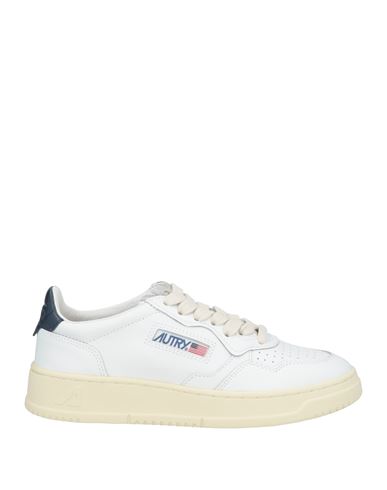 Autry Medalist Low Sneakers In White And Navy Blue Leather In White