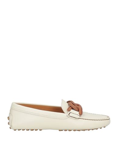 TOD'S TOD'S WOMAN LOAFERS IVORY SIZE 5 LEATHER 