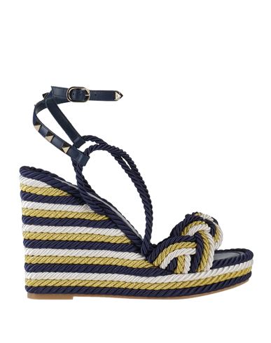 Valentino Garavani Woman Espadrilles Navy Size 7 Textile Fibers, Leather