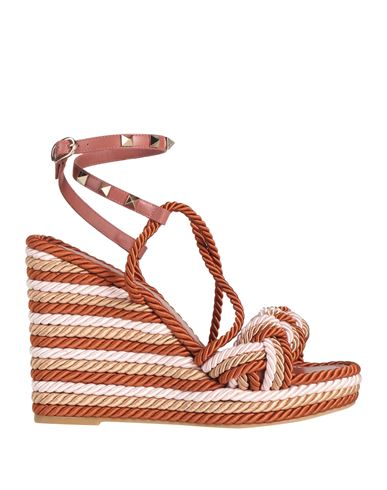 Valentino Garavani Woman Espadrilles Brown Size 7 Textile Fibers, Leather