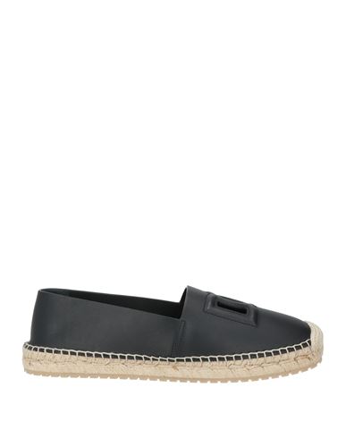 Dolce & Gabbana Logo-embossed Leather Espadrilles In Black