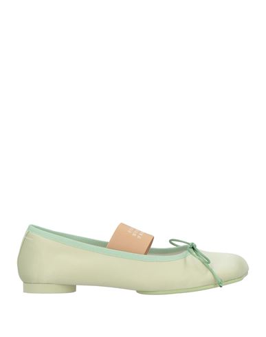 Mm6 Maison Margiela Atomic Satin Ballerina Shoes In Green