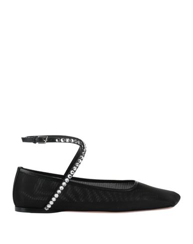 Shop Amina Muaddi Woman Ballet Flats Black Size 7.5 Textile Fibers, Leather