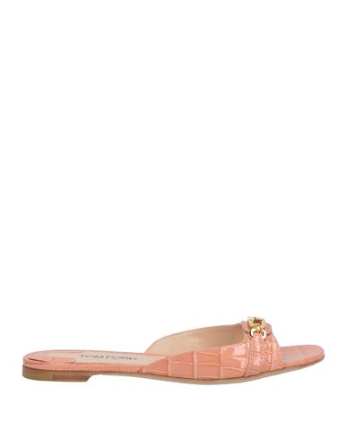 Tom Ford Woman Sandals Salmon Pink Size 8 Goat Skin, Brass