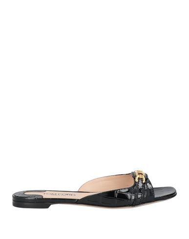 Tom Ford Woman Sandals Black Size 6 Goat Skin, Brass