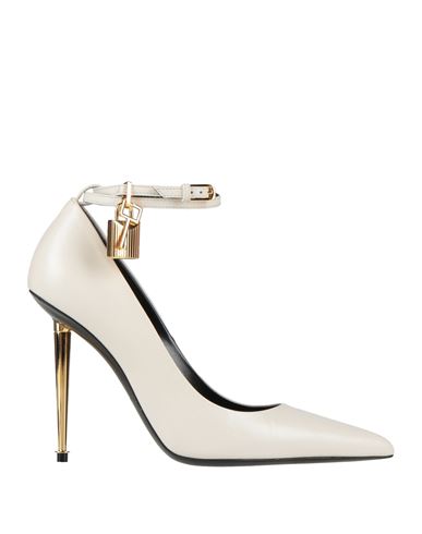 Tom Ford Woman Pumps Off White Size 6.5 Goat Skin, Brass