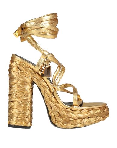 Tom Ford Woman Sandals Gold Size 8 Sheepskin In Gold