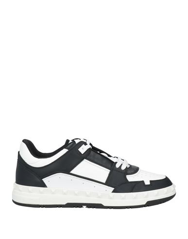 Valentino Garavani 'freedots' White And Black Low Top Sneakers With Studs In Leather Man