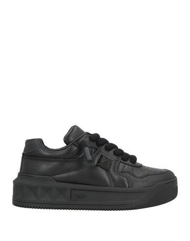 Valentino Black One Stud Xl Nappa Leather Low-top Sneakers In Black