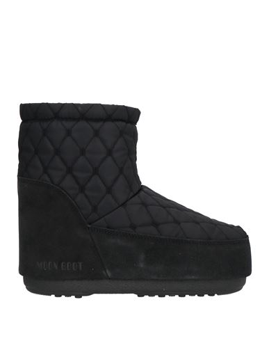 MOON BOOT MOON BOOT WOMAN ANKLE BOOTS BLACK SIZE 8-9.5 TEXTILE FIBERS, LEATHER 