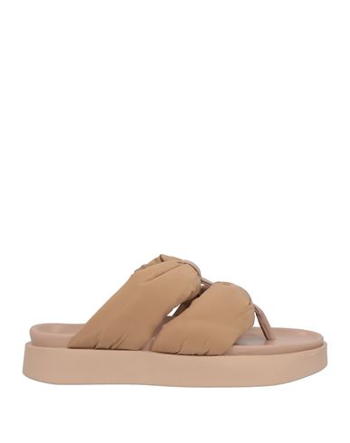 Inuikii Woman Thong Sandal Light Brown Size 8 Leather, Textile Fibers In Beige