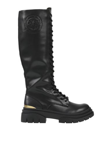 Just Cavalli Embossed-logo Lace-up Boots In Black