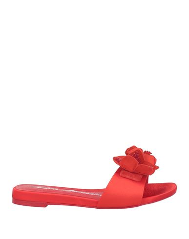 Luciano Barachini Woman Sandals Tomato Red Size 6 Textile Fibers