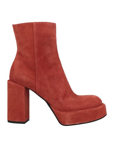 Shop Giampaolo Viozzi Woman Ankle Boots Rust Size 11 Leather