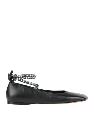 Amina Muaddi Woman Ballet Flats Black Size 10 Leather