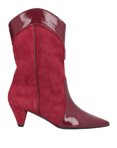 Marc Ellis Woman Ankle Boots Burgundy Size 6 Calfskin, Leather In Red
