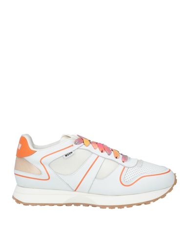 Msgm Man Sneakers White Size 9 Leather, Textile Fibers In White