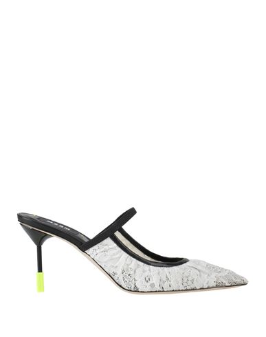 Msgm Woman Mules & Clogs White Size 10 Textile Fibers, Leather In White