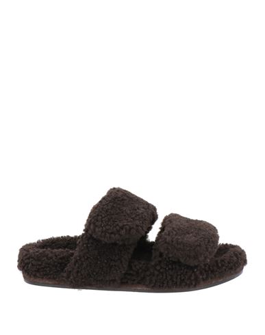 DRIES VAN NOTEN DRIES VAN NOTEN WOMAN SANDALS DARK BROWN SIZE 4.5 SHEARLING 