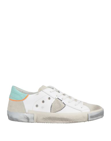 Philippe Model Prsx Low Leather Sneakers With Colored Details In White