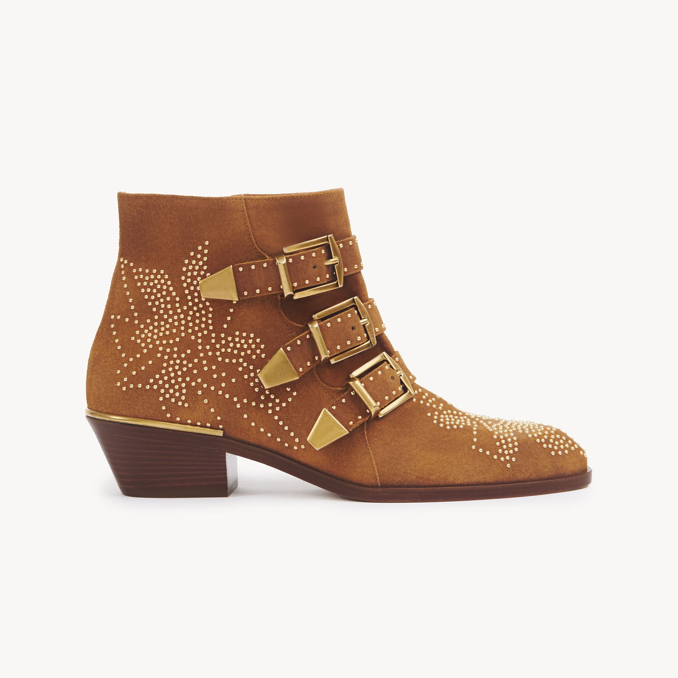 Chloé Women Ginger Brown Nubuck Cowhide Susanna Ankle Boots In Brown